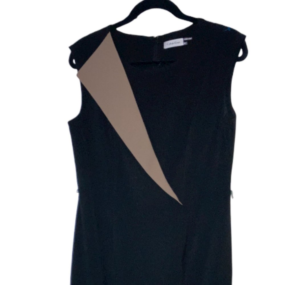 Calvin Klein cocktail work Sheath dress Black Tan Size 12